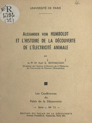cover image of Alexander von Humboldt et l'histoire de la découverte de l'électricité animale